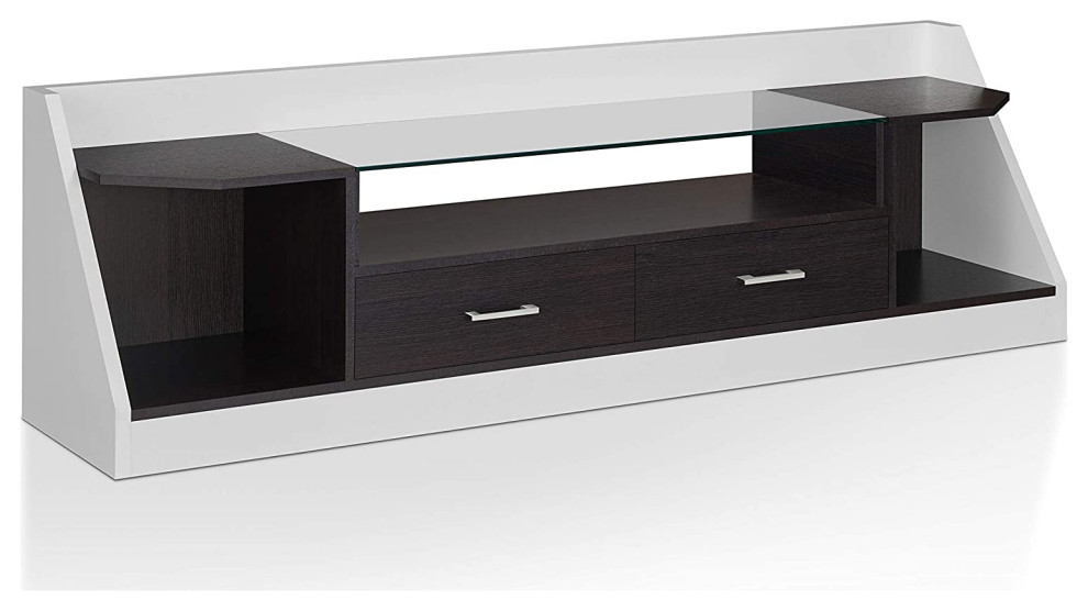 Modern TV Stand  Particle Board With 2 Doors  White and Epresso Finish   Transitional   Entertainment Centers And Tv Stands   by Decorn  Houzz