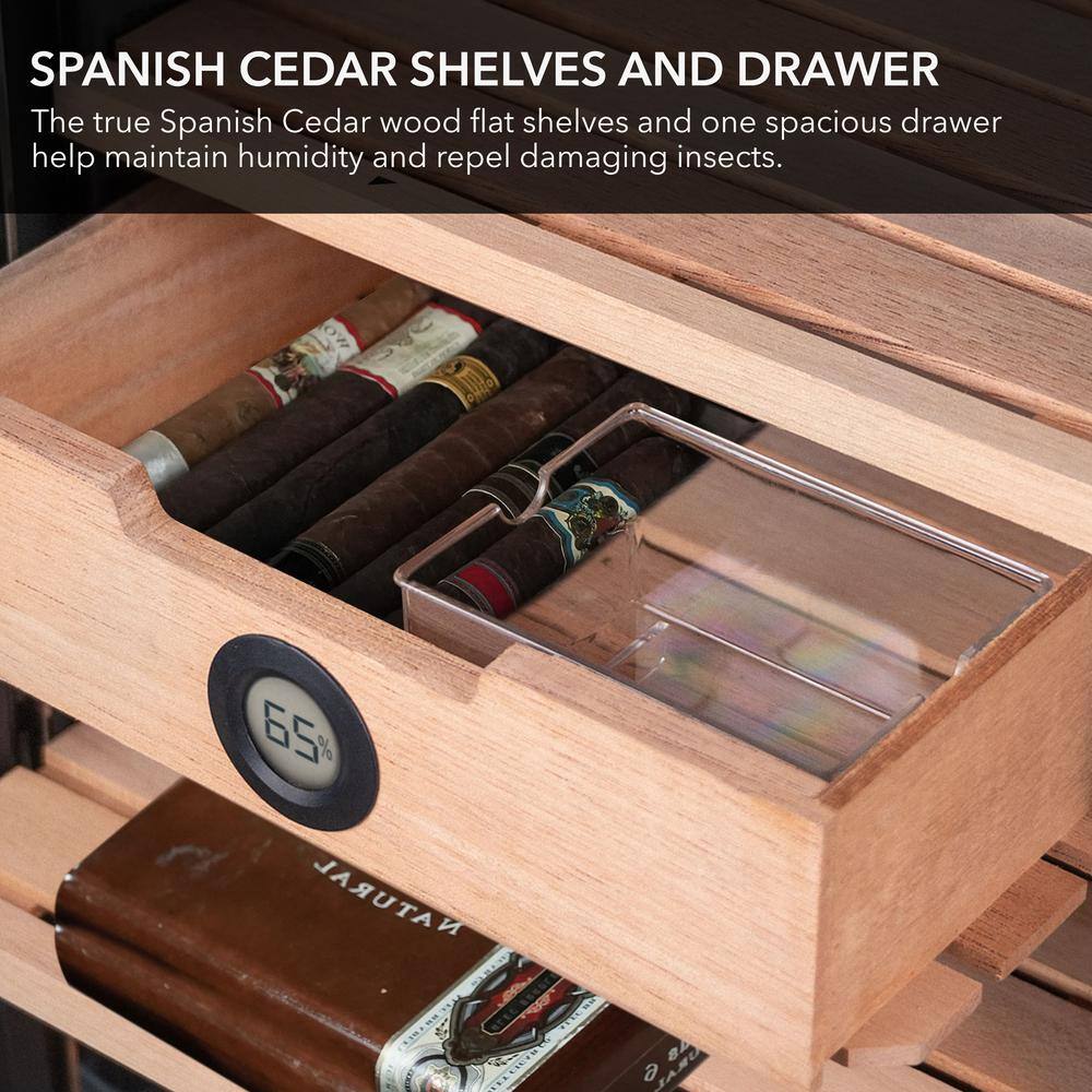 Whynter 1.2 cu. ft. Stainless Steel Digital Control and Display Cigar Humidor with Spanish Cedar Shelves Wine Chiller CHC-123DS