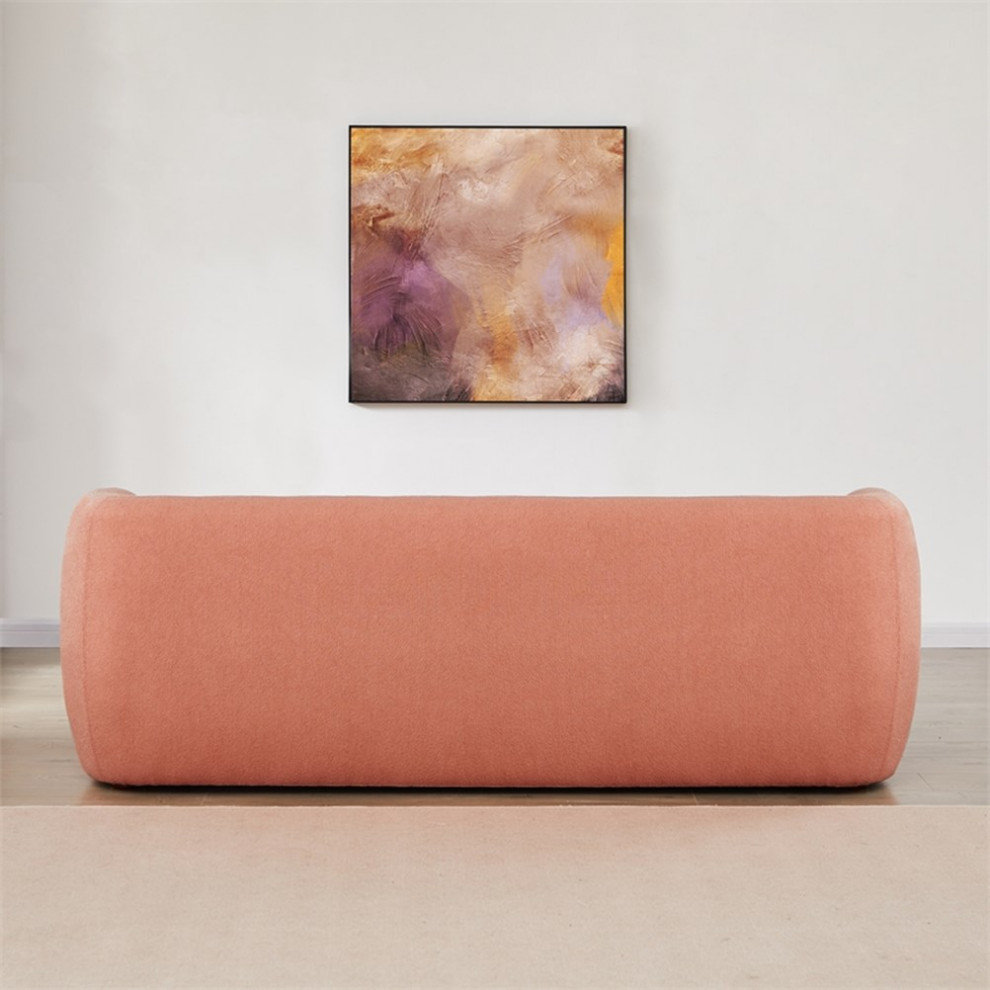 Querno Modern Luxury Japandi Style Boucle Fabric Curvy Sofa Couch in Pink   Contemporary   Sofas   by Homesquare  Houzz