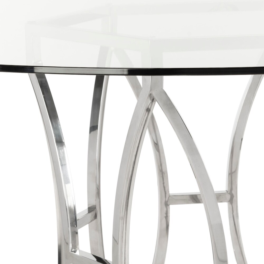 SAFAVIEH Couture Shaw 42 inch Glass Top Dining Table   42\