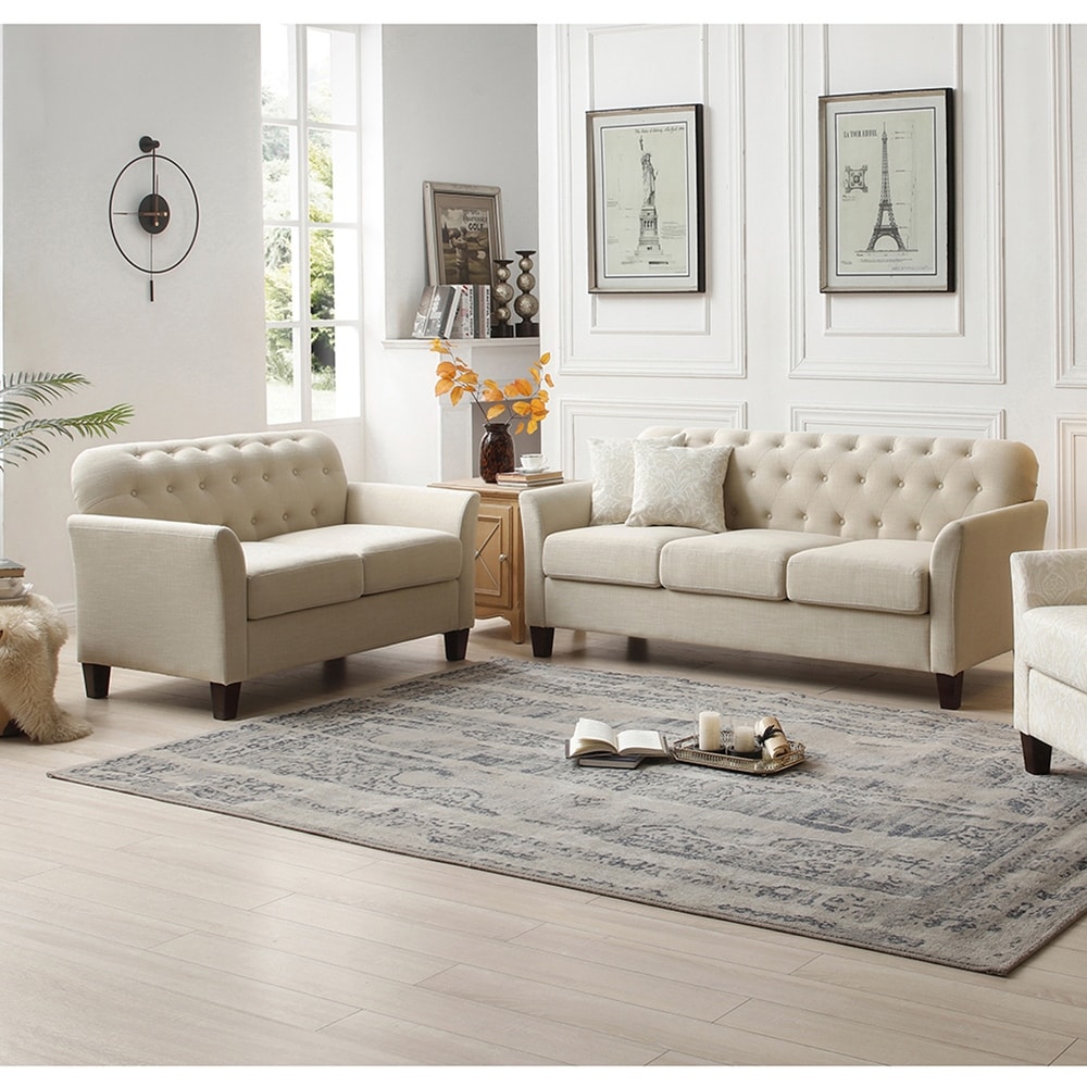 Lara Transitional Living Room Set with Button tufted by HULALA HOME