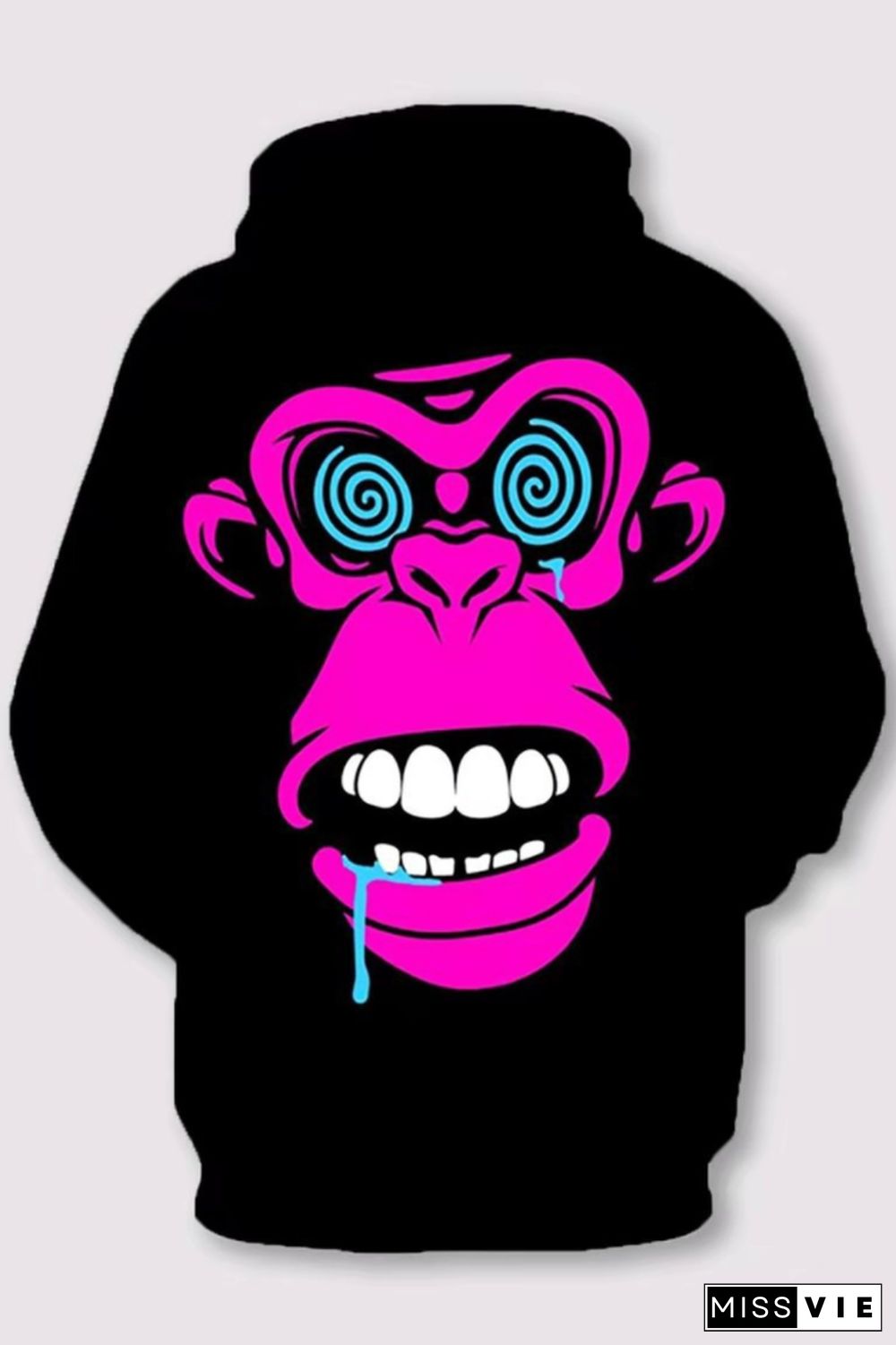 3D Ape Face Printed Hooded Sweatshirt