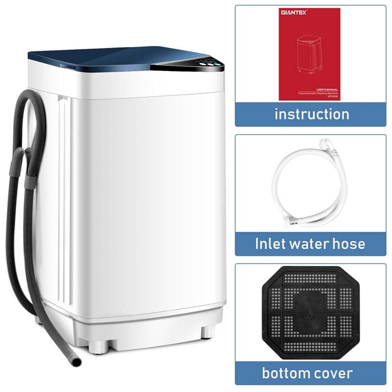 7.7 lbs Full-Automatic Washing Machine Portable Washer & Spin Dryer Built-in Germicidal UV Light & Drain Pump