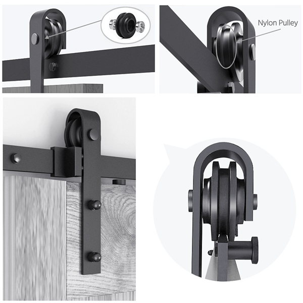 Yaheetech Antique Flat-tip Design Black Steel Single-door 8 Ft Sliding Track Barn Door Hanging Hardware Kit