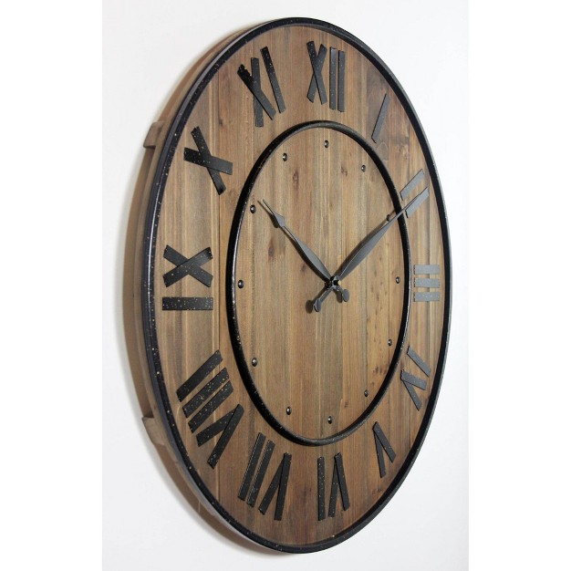 Wine Barrel Wood metal Wall Clock Infinity Instruments