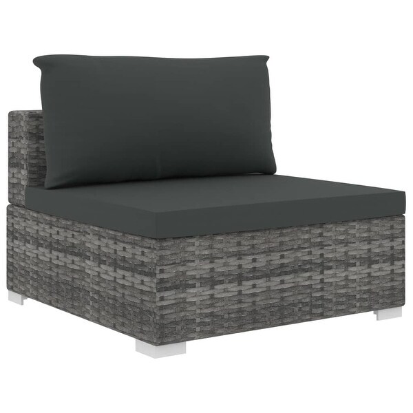 vidaXL 11 Piece Patio Lounge Set with Cushions Poly Rattan Gray