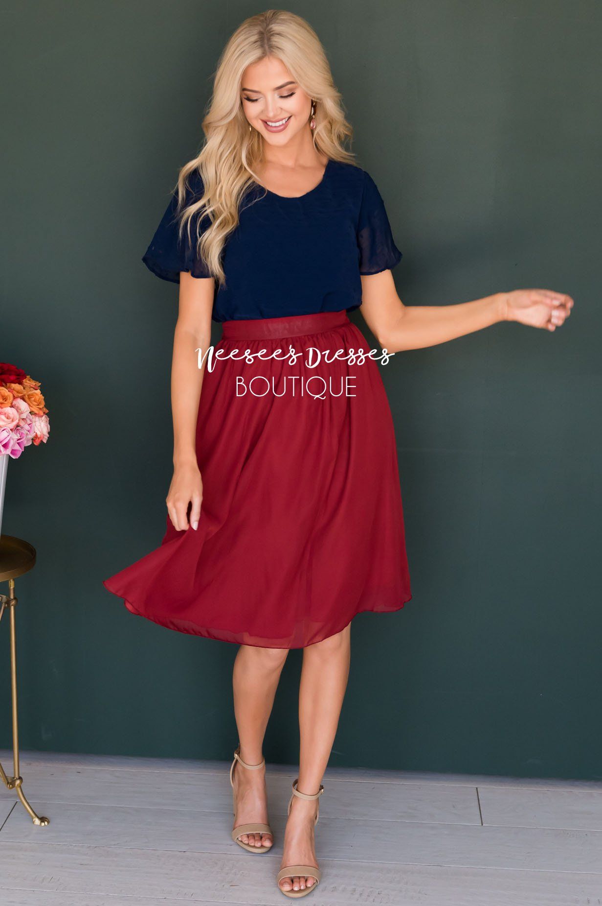 Deep Rust Chiffon Skirt