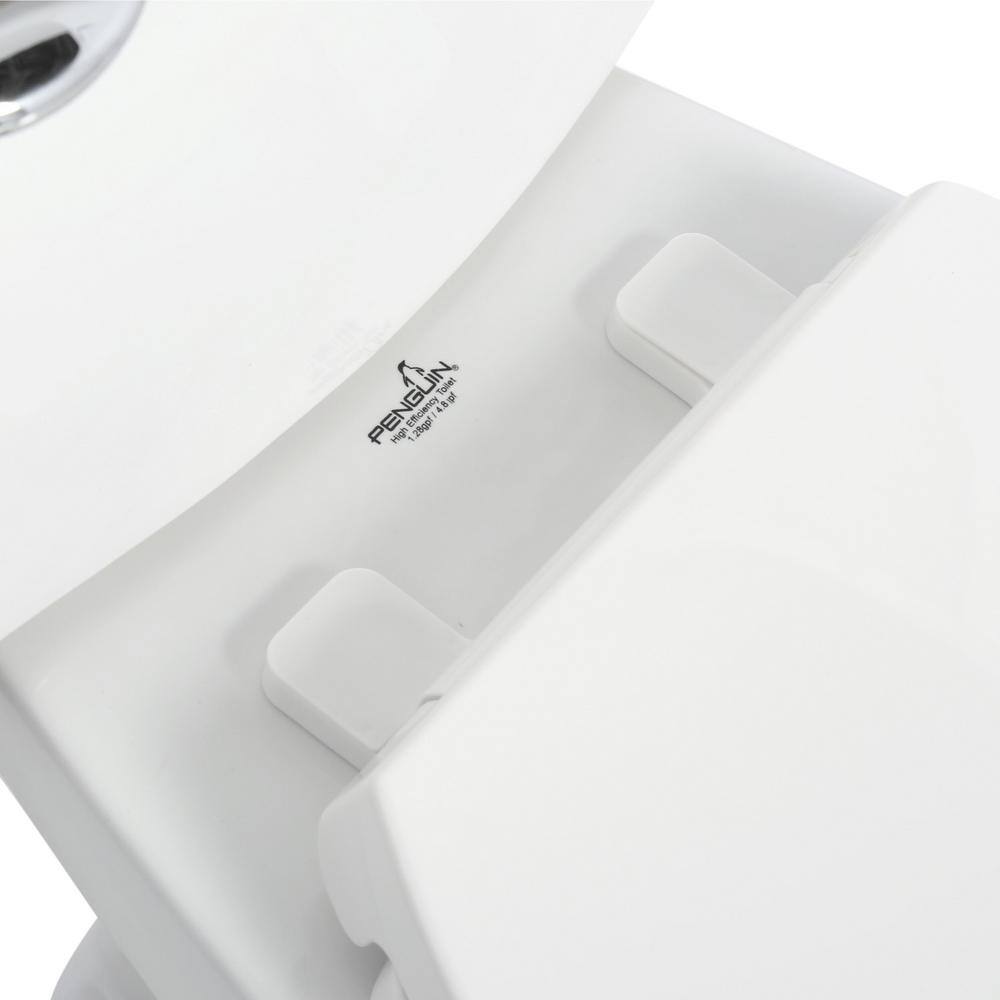 Penguin Toilets 2-pc. 1.28 GPF Single Flush Elongated Toilet with Patented Overflow Protection Technology in White with Seat 524