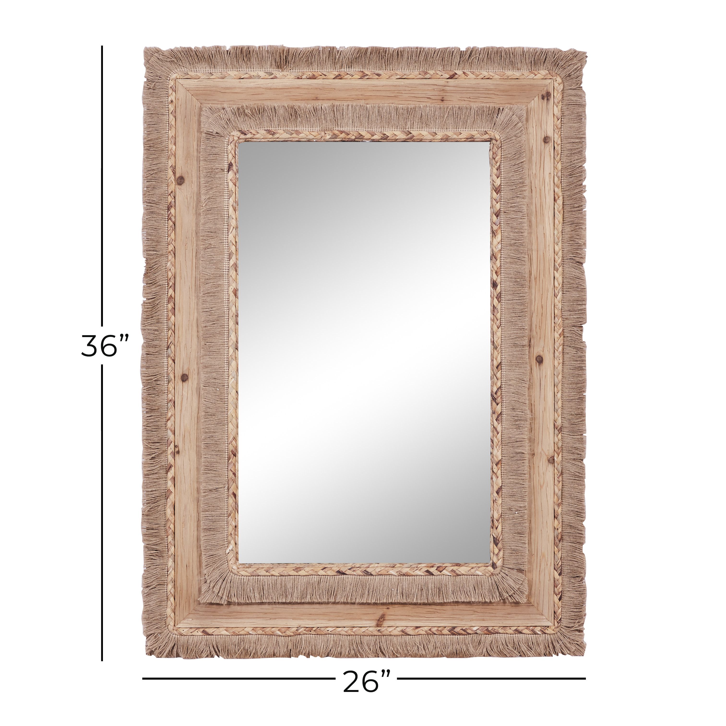 Brown Bohemian Style Wood Wall Mirror 36 x 26