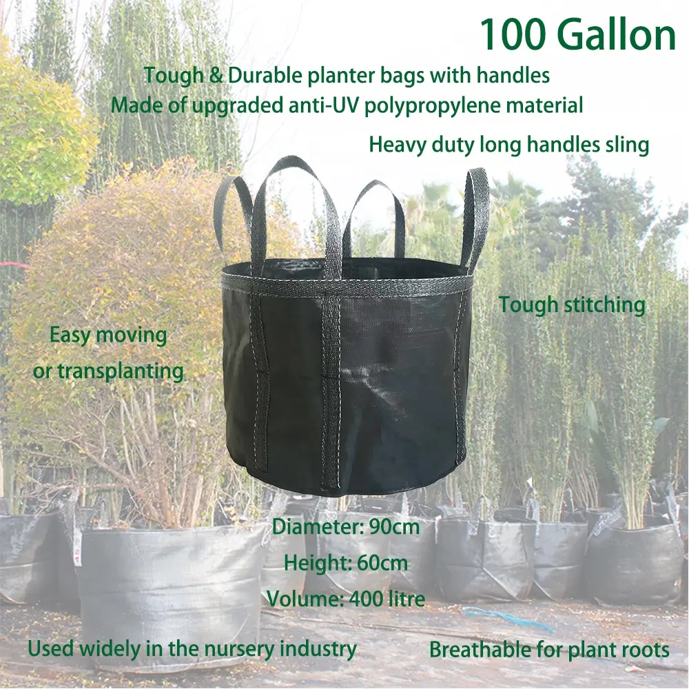 HOKBG Wholesale Eco Friendly Anti UV Woven polypropylene Fabric garden pots   planters bags with handles long slings