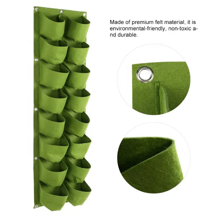 Garden Supplies 4/ 7/ 9/ 12 /18 /36/ 64 Pocket Felt Fabric Hanging Planter Vertical Garden Grow Bags