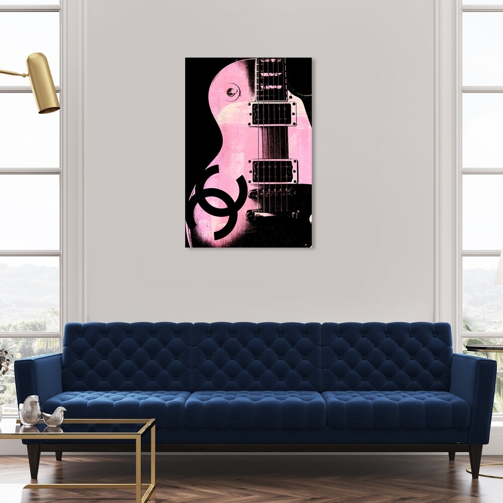 Oliver Gal 'Pink Glam Guitar' Music Pink Wall Art Canvas Print