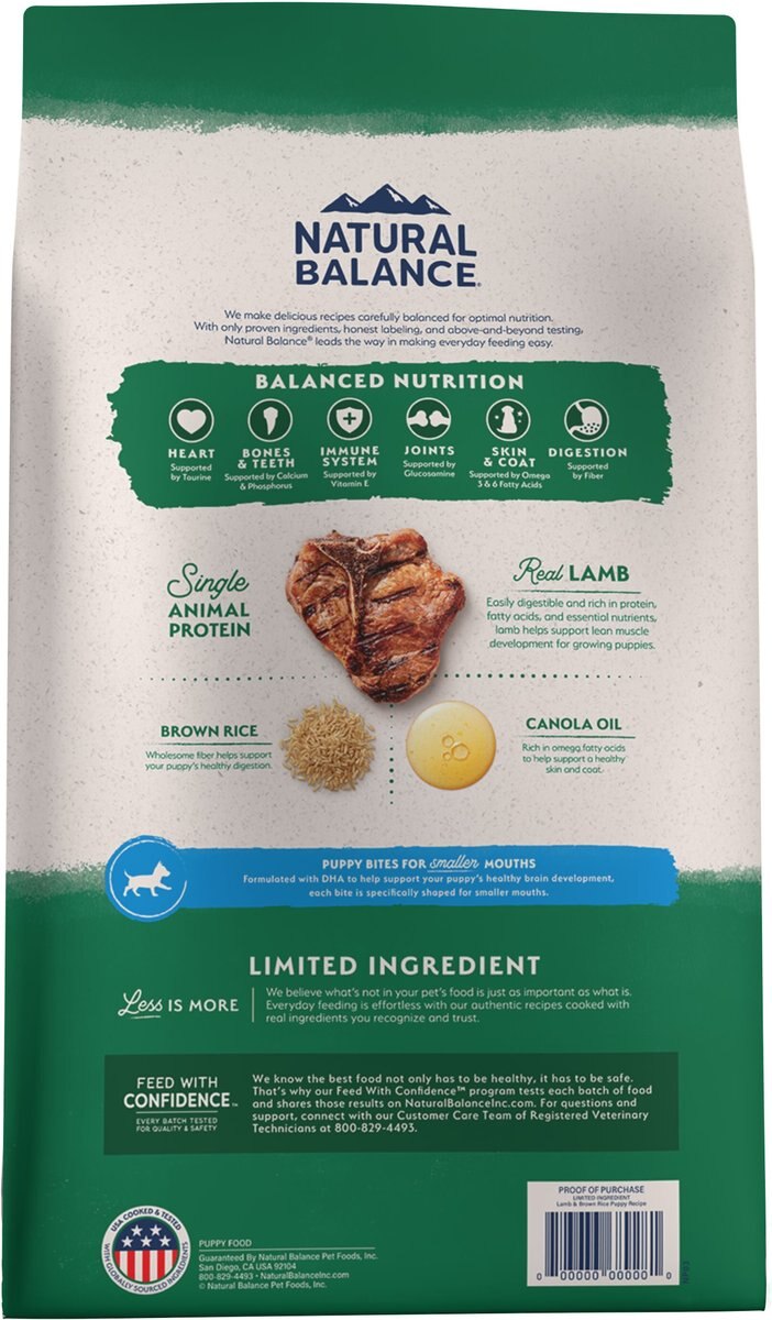 Natural Balance Limited Ingredient Lamb and Brown Rice Puppy Recipe Dry Dog Food