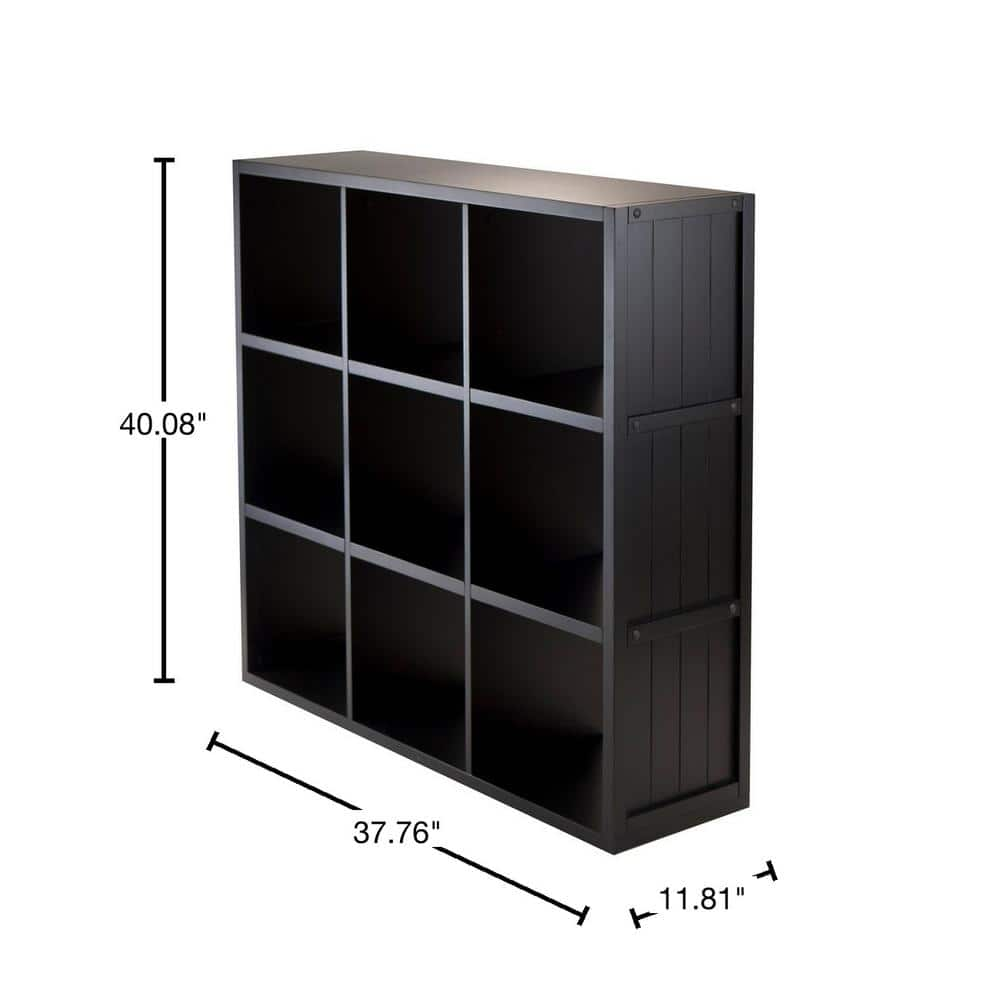 Winsome Wood Timothy 3x3 40H Grid Black Shelving unit 20040