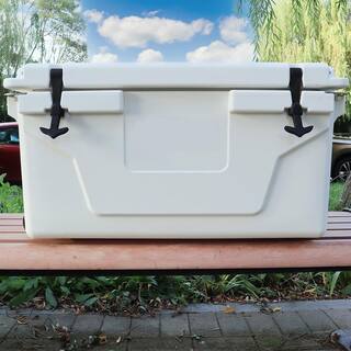 Tenleaf 65 qt. Antique White Outdoor Cooler Fish Ice Chest Box Camping Cooler Box SXB6458178