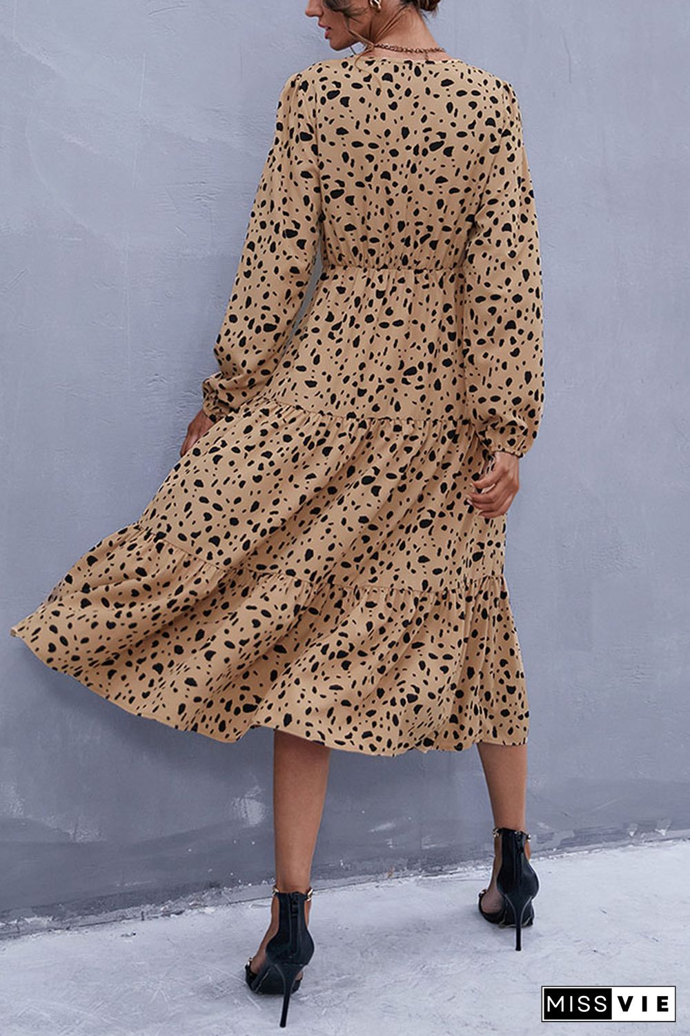 Leopard Print Long Sleeve Dress Wholesale