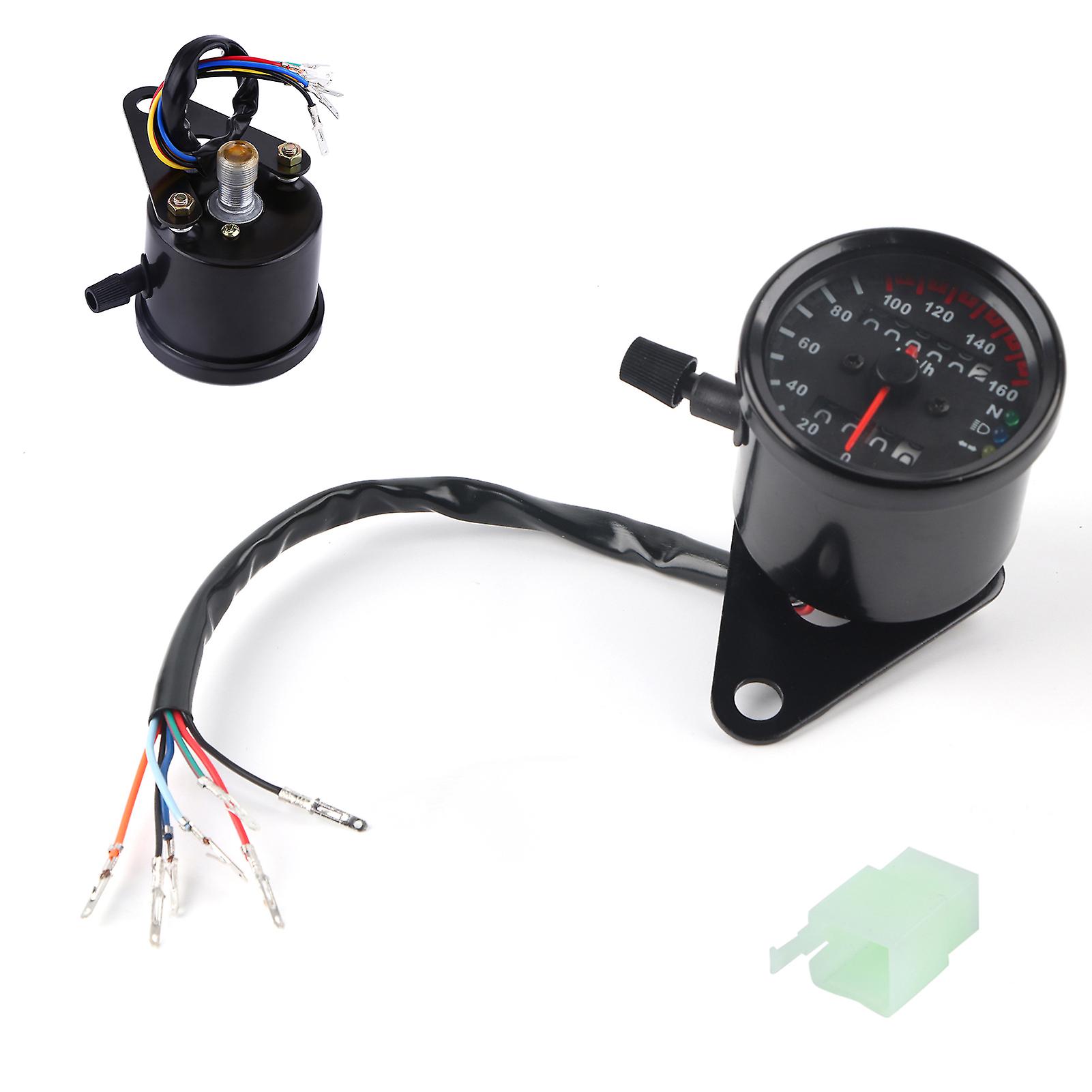 Universal Motorcycle Odometer Speedometer Dual Reading Signal Km/h Black