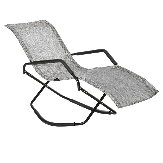 Outsunny Garden Rocking Sun Lounger Outdoor Zero gravity Folding Reclining Rocker Lounge Chair For Sunbathing