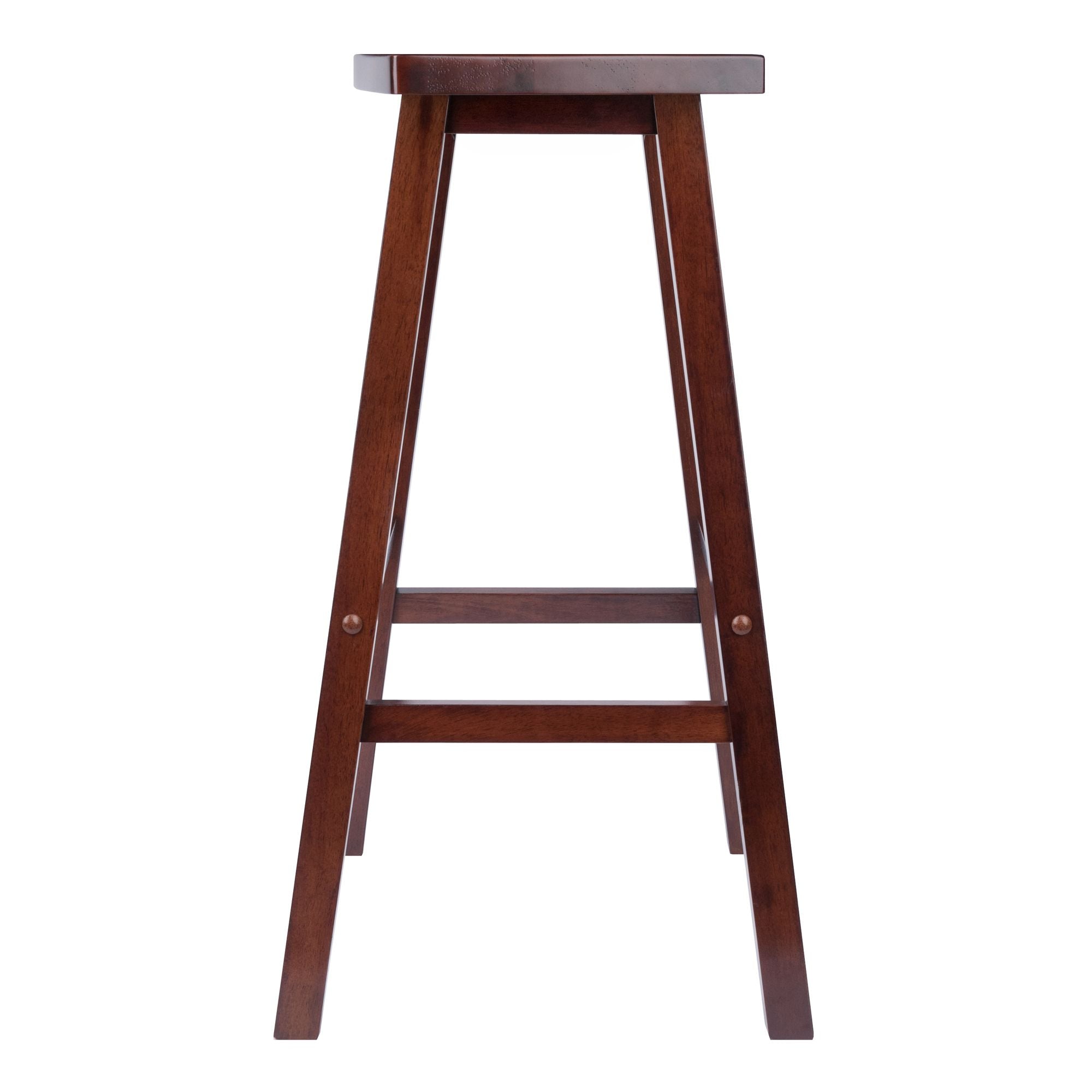 28.5 Walnut Brown Fan Shaped Bar Stool with Crossbar Footrests