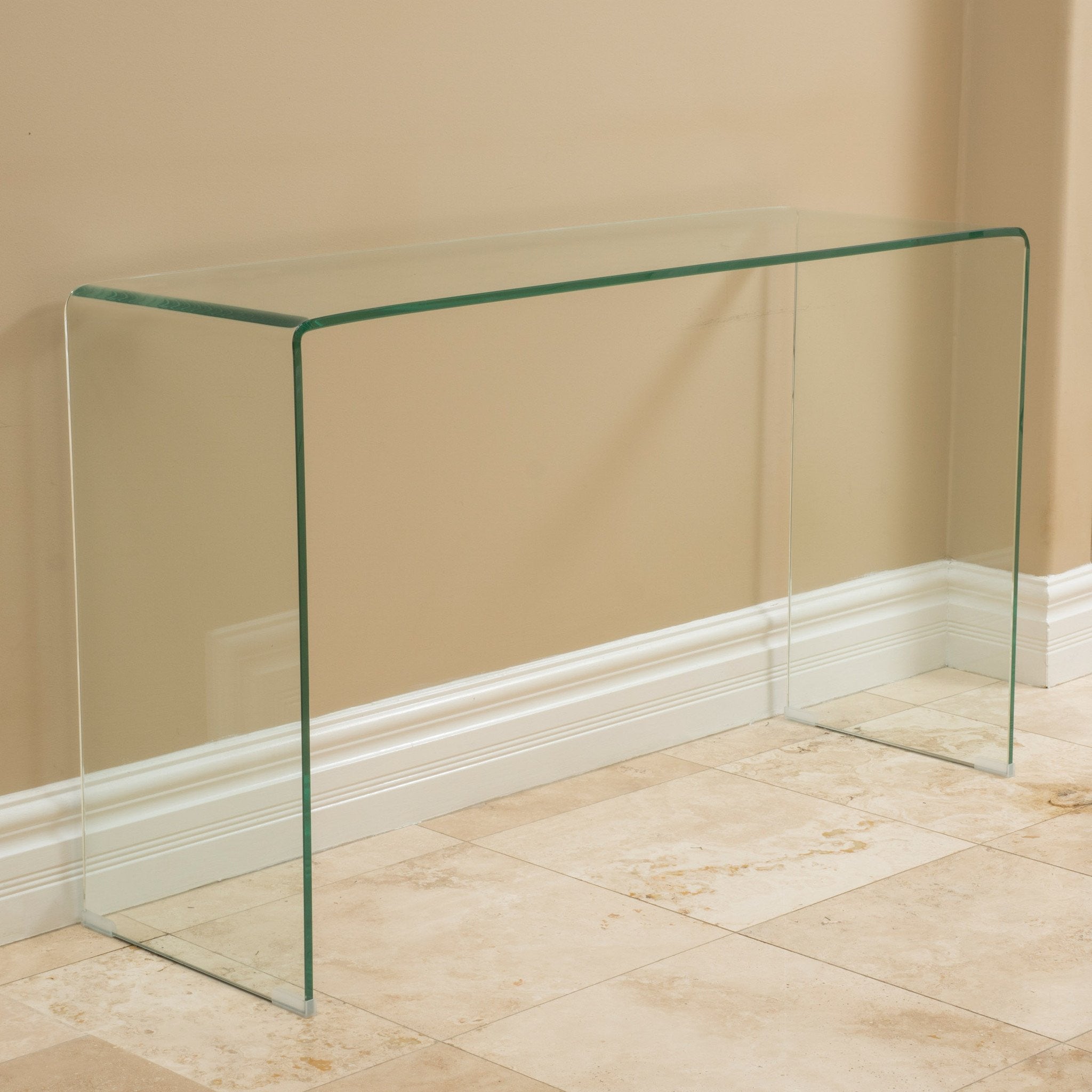 Modern Rectangular Clear 12mm Tempered Glass Console Table