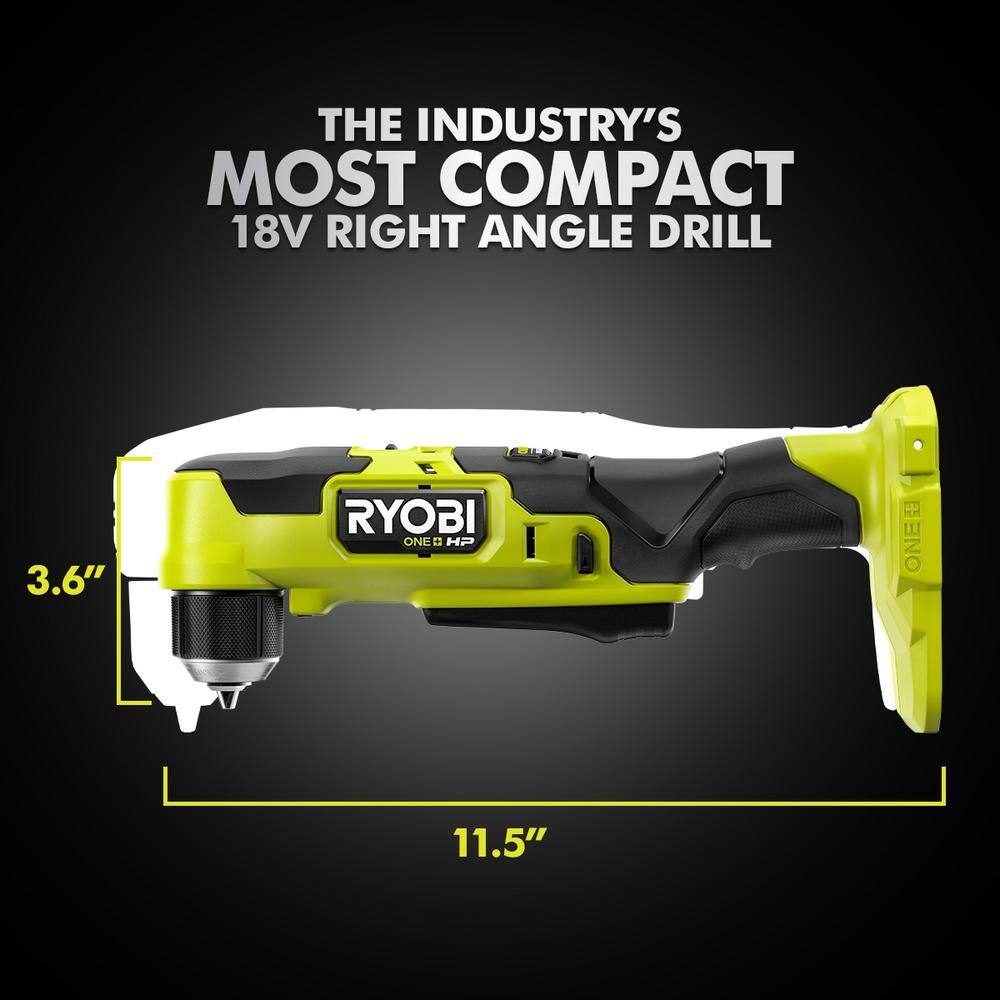 RYOBI ONE+ HP 18V Brushless Cordless Compact 38 in. Right Angle Drill Kit with (1) 1.5 Ah Battery and 18V Charger PSBRA02K