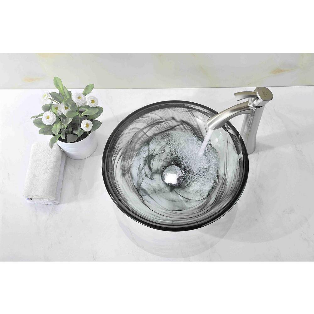 ANZZI Mezzo Series Vessel Sink with Pop-Up Drain in Slumber Wisp LS-AZ054