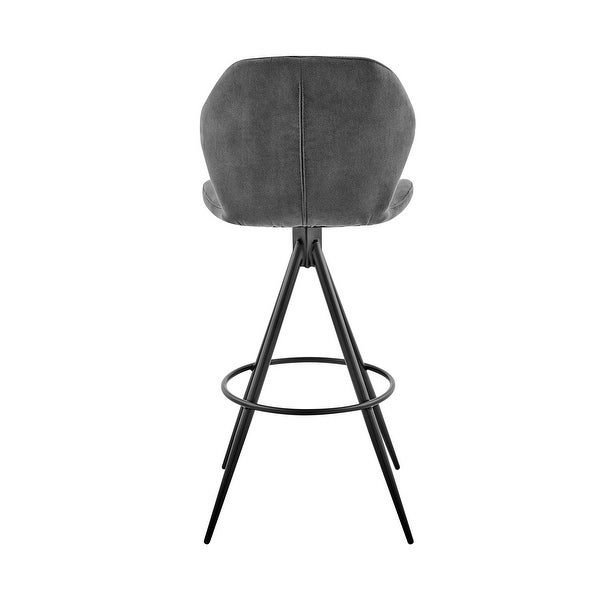 Catalina Counter or Bar Height Stool in Charcoal Fabric and Black Finish