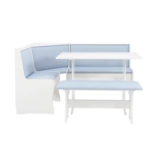 Linon Home Decor Blanca Blue Stripe 3-Piece Storage Breakfast Corner Nook THD04338