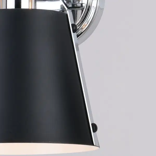 Barrington Black and Chrome Industrial Bathroom Vanity Light Fixture with Metal Shade