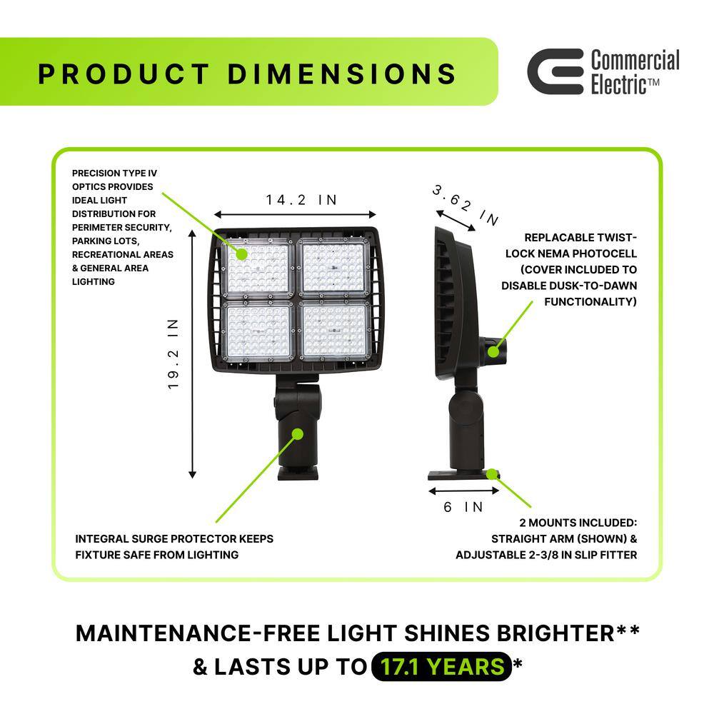 Commercial Electric 400W Equivalent Integrated LED Commercial Bronze Dusk to Dawn Area Light 21000 Lumens 4000K GRD150-PC-4K-BZ