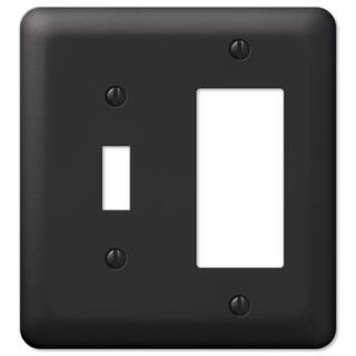 AMERELLE Declan 2 Gang 1-Toggle and 1-Rocker Steel Wall Plate - Black 935TRBK