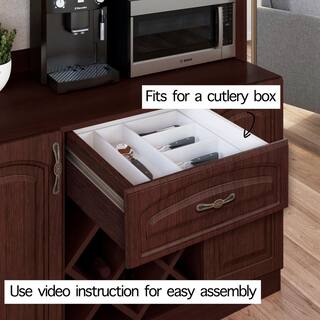 LIVING SKOG Galiano 73 in. Espresso Pantry Buffet with Hutch with Wine Rack and Drawer BJJESP