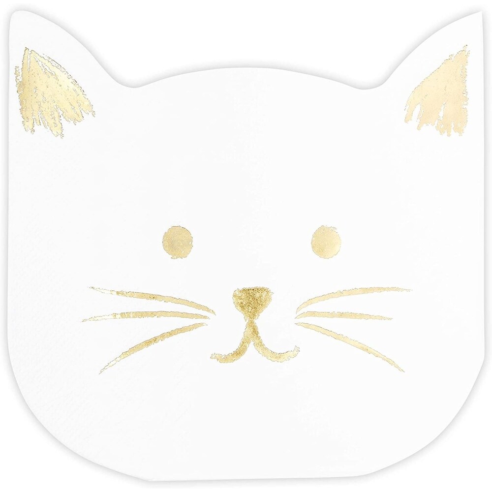 Kitty Cat Party Napkins  Gold Foil (6.5 x 6.5 In  50 Pack)