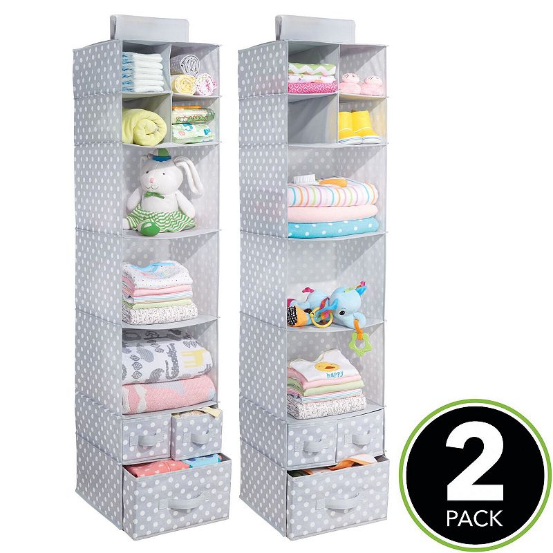 mDesign Kids Fabric Over Closet Rod Hanging Storage， 7 Shelf， 2 Pack