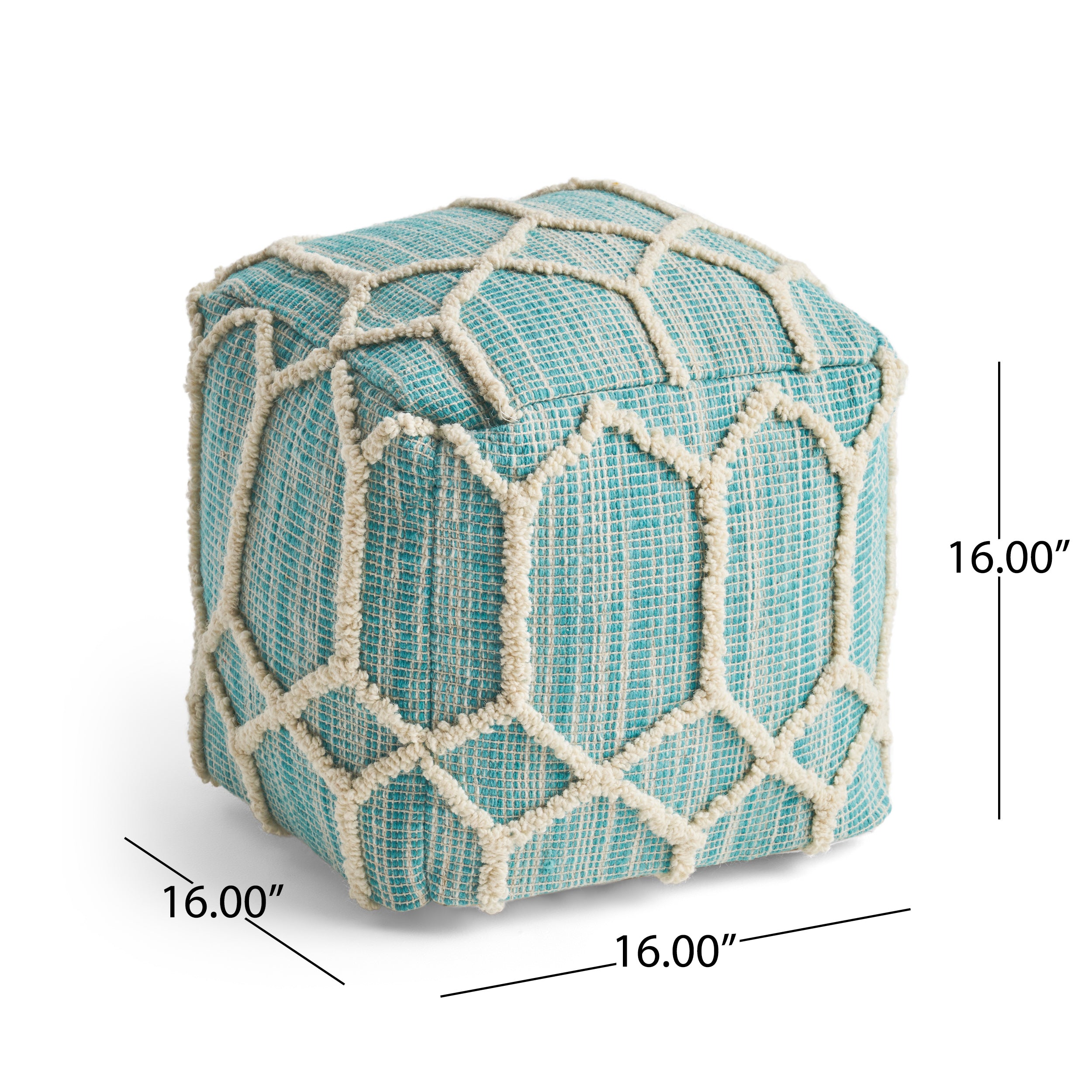 Erza Boho Wool and Cotton Ottoman Pouf