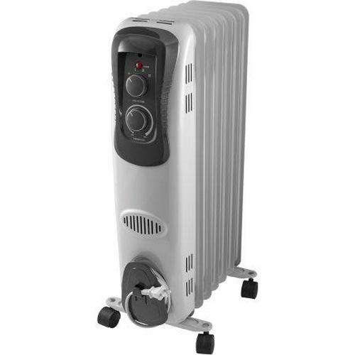 Mainstays Oil-Filled Electric Radiant Space Heater with Adjustable Thermostat， White