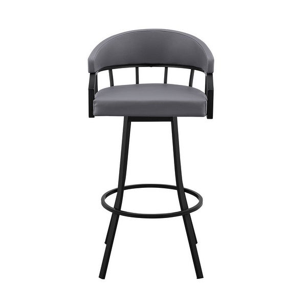 Mayla 26 Inch Swivel Counter Stool， Black Flared Legs - 36 H x 21 W x 21 L Inches