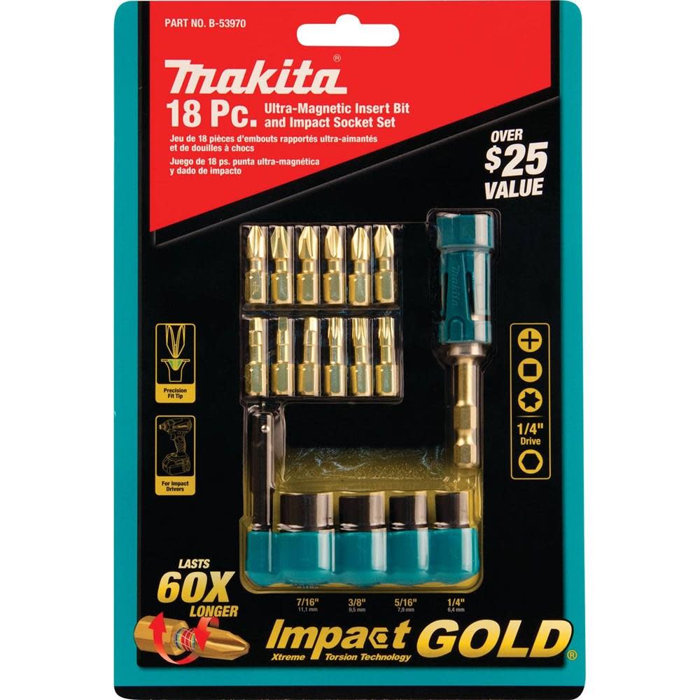 Makita Impact Gold Driver Bit and Socket Set (18-Piece) B-53970 from Makita