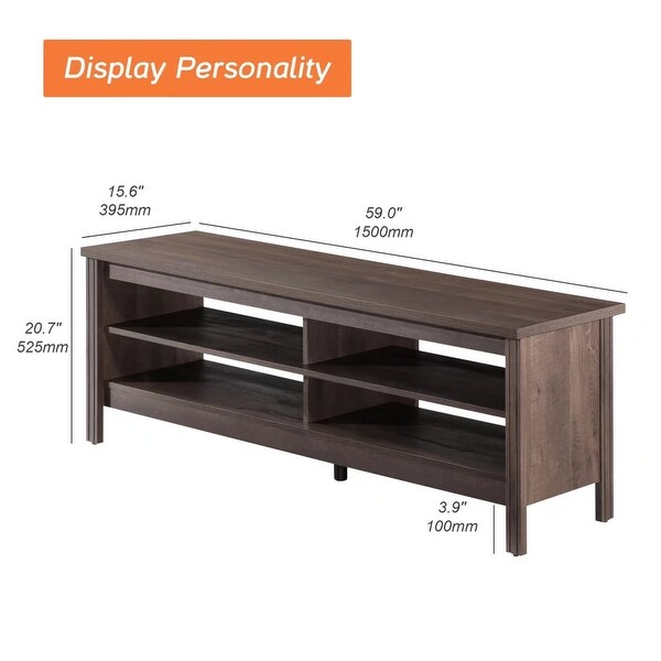 Classic TV Stand with LED Lights for 55-85 Inch TV， Black/Espresso/Oak