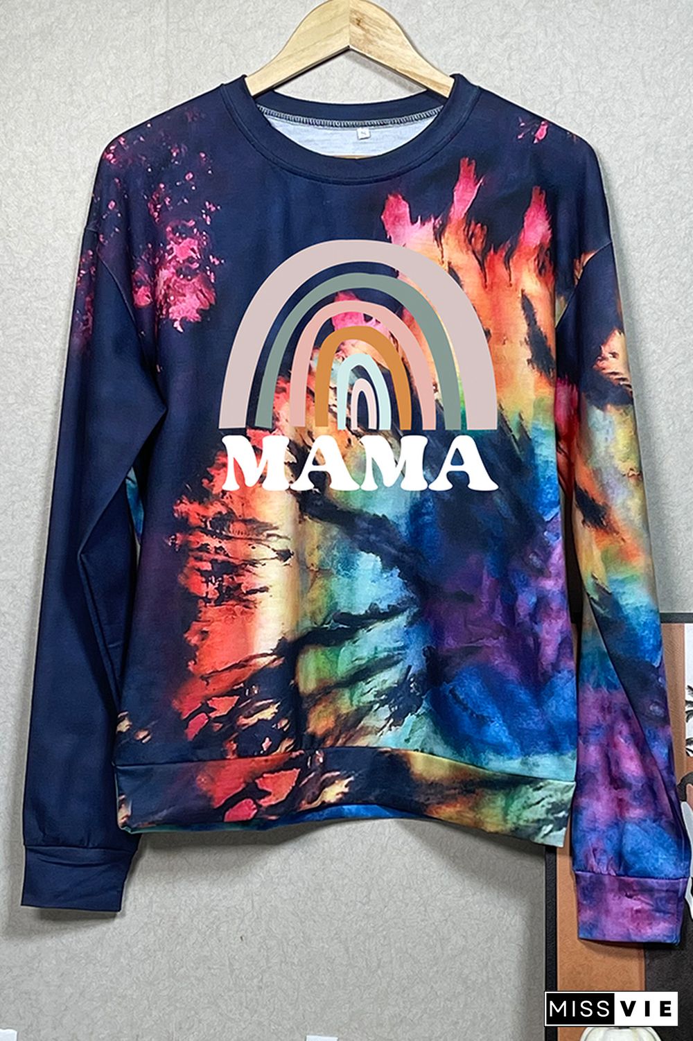 Bleached Tie Dye O-neck Sweatshirt Women Wholesale