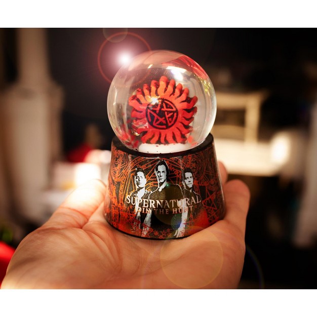 Silver Buffalo Supernatural Anti possession Symbol Light up Mini Snow Globe 2 75 Inches Tall