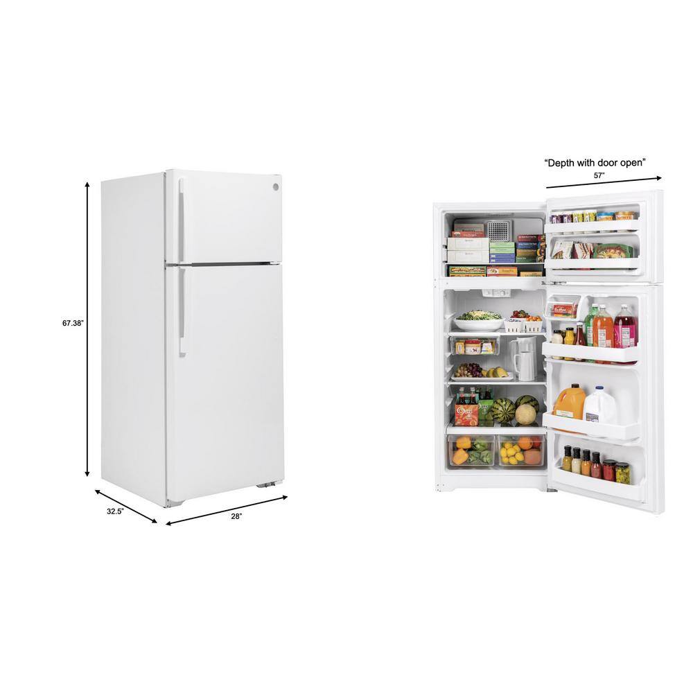 GE 17.5 cu. ft. Top Freezer Refrigerator in White GTS18HGNRWW