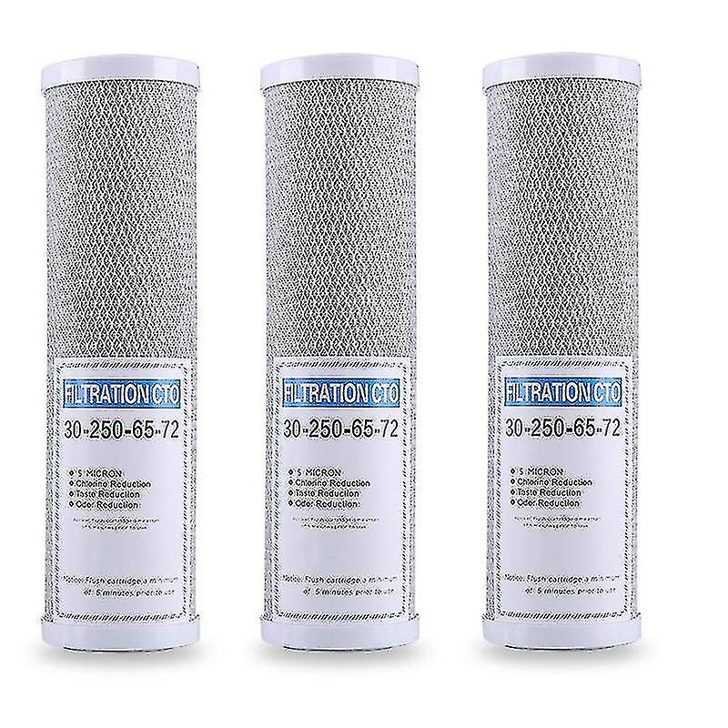 3pcs Water Filter Activated Carbon Cartridge Filter 10 Inch Cartridge Replacement Purifier Cto Bloc