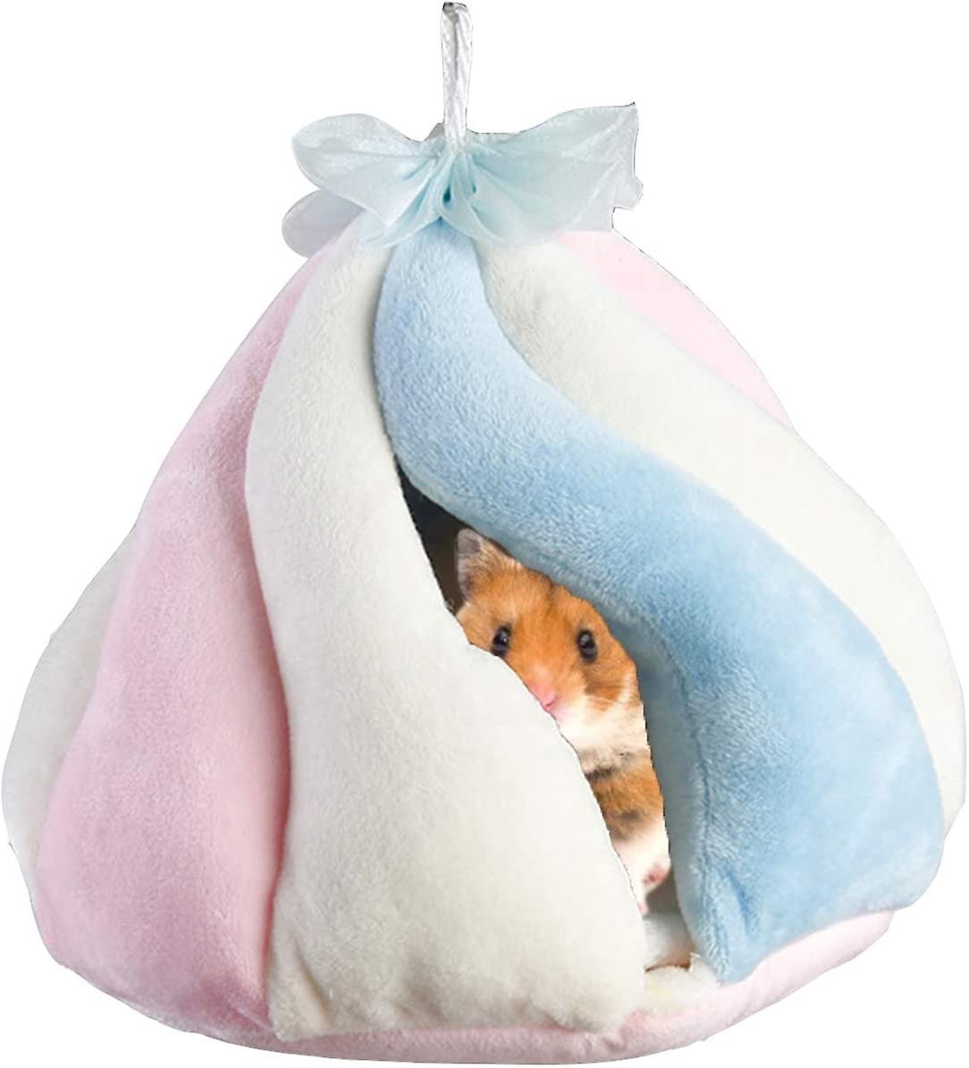 Pet Bed， Small Animal House Hamster Hanging Nest House Hammock Cute Colorful Guinea Pig Cage Winter Velvet Bed Nest Hedgehog Chinchilla Cage - -