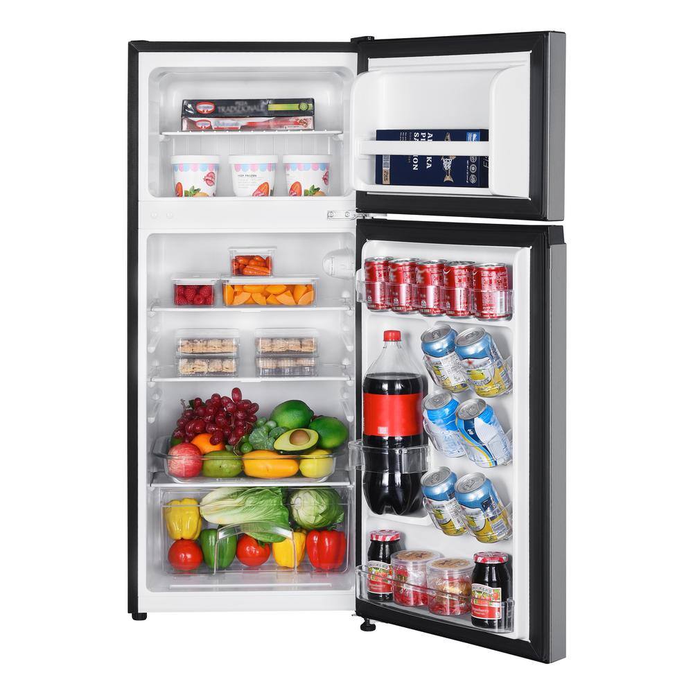 Magic Chef 18.5 in. 4.5 cu.ft. 2-Door Mini Refrigerator in Platinum Steel with Freezer HMDR45PS