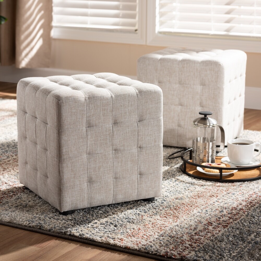 Contemporary Fabric 2 Piece Ottoman Set