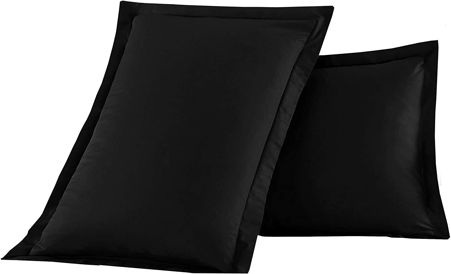 Soft Pillow Shams Set of 2 - Double Brushed Microfiber Pillow Covers - Hotel Style Premium Bed Pillow Cases King Size， Black