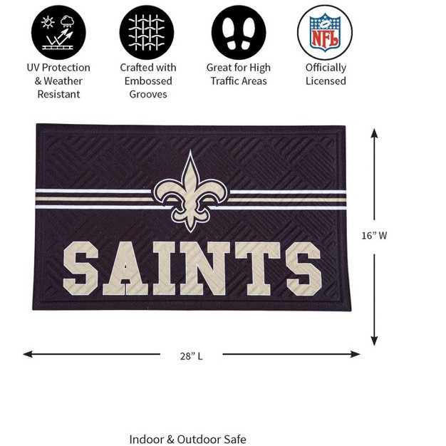 Evergreen Nfl New Orleans Saints Embossed Mat Cross Hatch Indoor And Outdoor Doormat