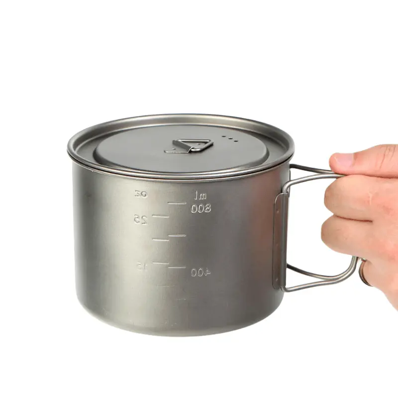 Outdoor Hiking Reusable Titanium Cooking Pot Camping accessories Titanium hanging pot sets For Picnic Hiking