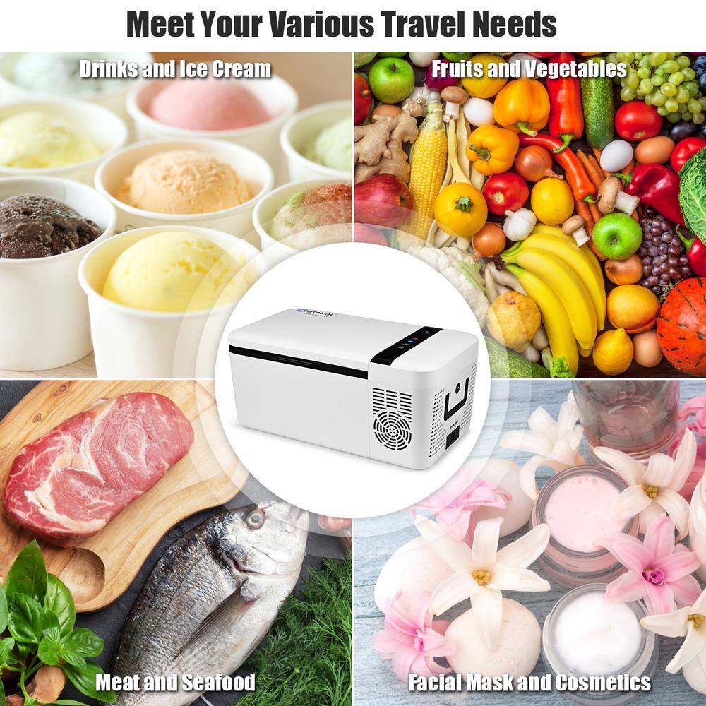 Costway 16 Quart Portable Car Refrigerator Mini CoolerFreezer Compressor Camping in White EP23827